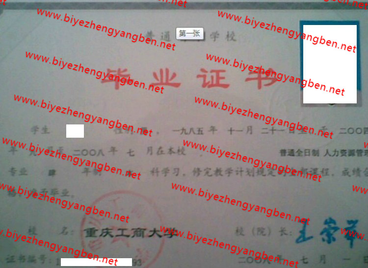 2009年重庆工商<a href='http://www.biyezhengyangben.net/' target='_blank'><u><a href='http://www.biyezhengyangben.net/School/' target='_blank'><u>大学毕业证</u></a>样本</u></a>