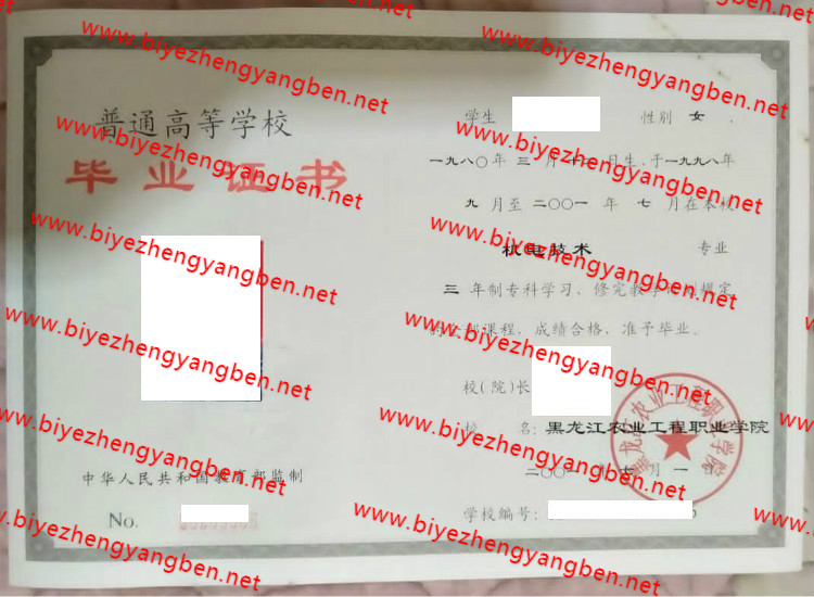 黑龙江农业工程职业学院<a href='http://www.biyezhengyangben.net/' target='_blank'><u>毕业证样本</u></a>