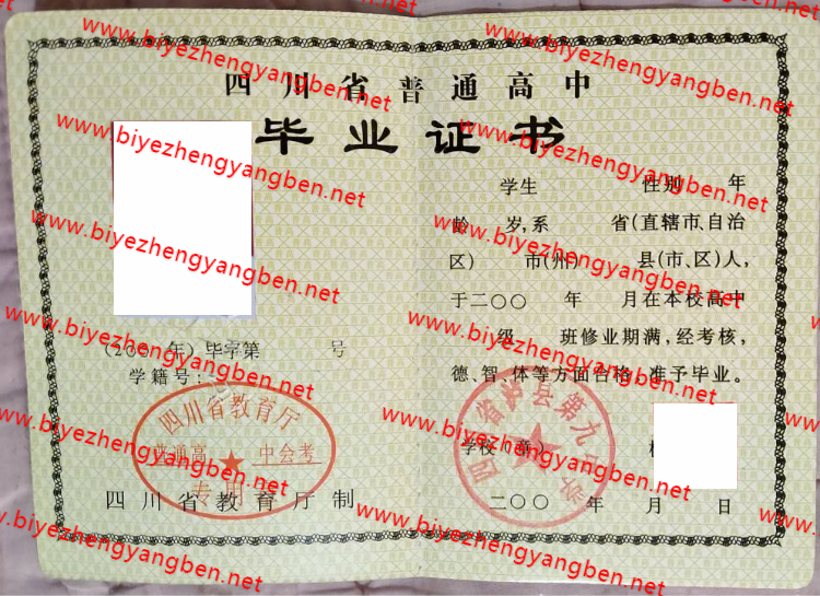 四川省泸县第九中学高中<a href='http://www.biyezhengyangben.net/' target='_blank'><u>毕业证样本</u></a>
