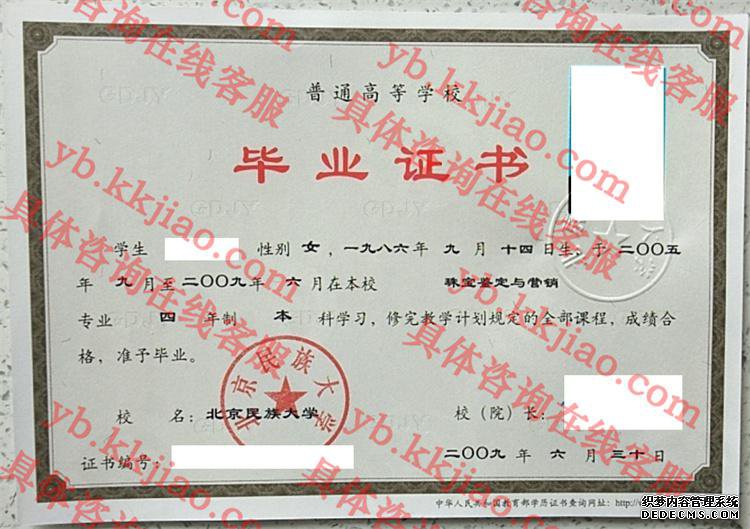 北京民族大学<a href='http://www.biyezhengyangben.net/' target='_blank'><u>毕业证样本</u></a>图