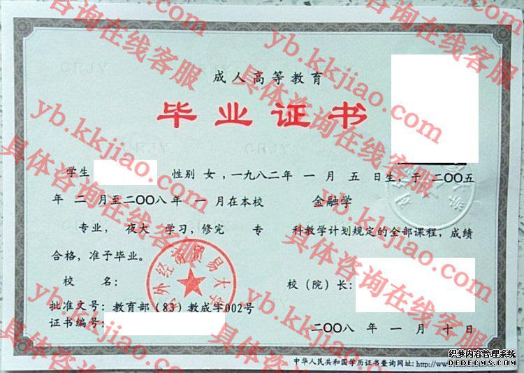 对外经济贸易大学毕业证样本