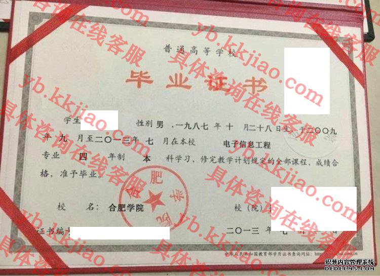 合肥学院毕业证样本