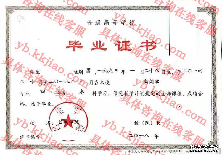 吕梁学院<a href='http://www.biyezhengyangben.net/' target='_blank'><u>毕业证样本</u></a>