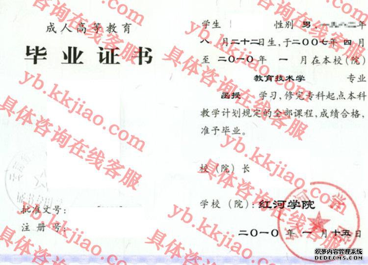 红河学院<a href='http://www.biyezhengyangben.net/' target='_blank'><u>毕业证样本</u></a>
