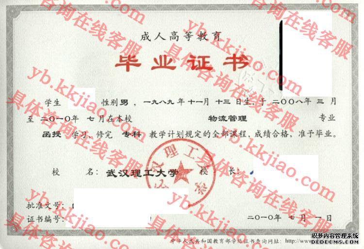 武汉理工大学毕业证样本
