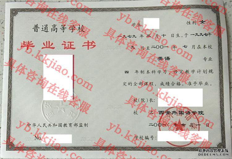 西安外国语大学毕业证样本