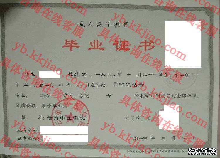云南中医学院<a href='http://www.biyezhengyangben.net/' target='_blank'><u>毕业证样本</u></a>
