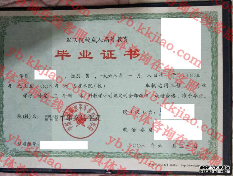 中国人民解放军军事交通学院<a href='http://www.biyezhengyangben.net/' target='_blank'><u>毕业证样本</u></a>