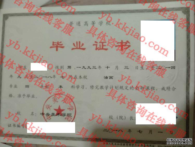 中央美术学院毕业证样本