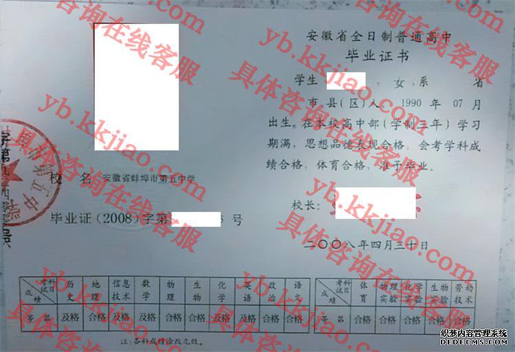 安徽省蚌埠市第五中学<a href='http://www.biyezhengyangben.net/' target='_blank'><u>毕业证样本</u></a>