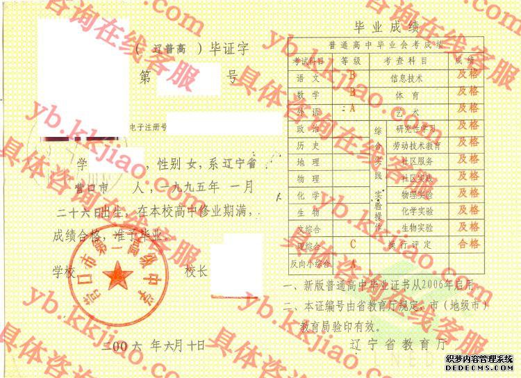 营口市第二高级中学<a href='http://www.biyezhengyangben.net/' target='_blank'><u>毕业证样本</u></a>