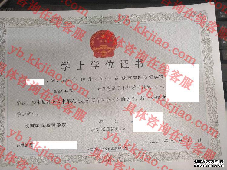 陕西国际商贸学院学士学位样本
