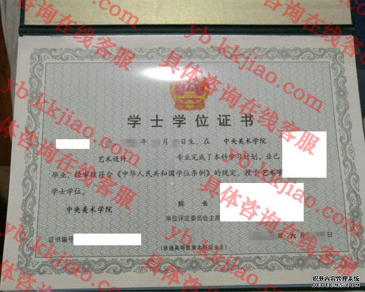中央美术学院学士学位证书样本